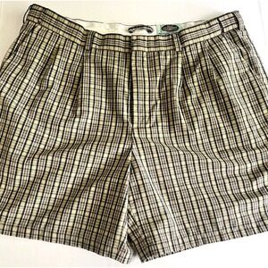 Habands Fit-Forever Shorts Men's 42 Green Brown Plaid Chino Outdoors Casual Golf